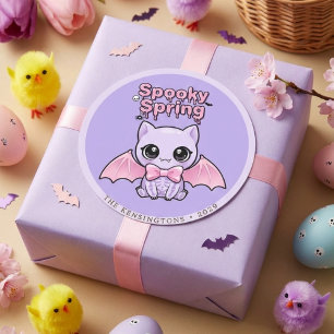 Sticker Rond Chauve-souris Lavande Pastel Gothique Rond pour un