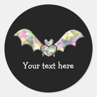 Sticker Rond Chauve-souris noire et coeur Chauve-souris d'Hallo
