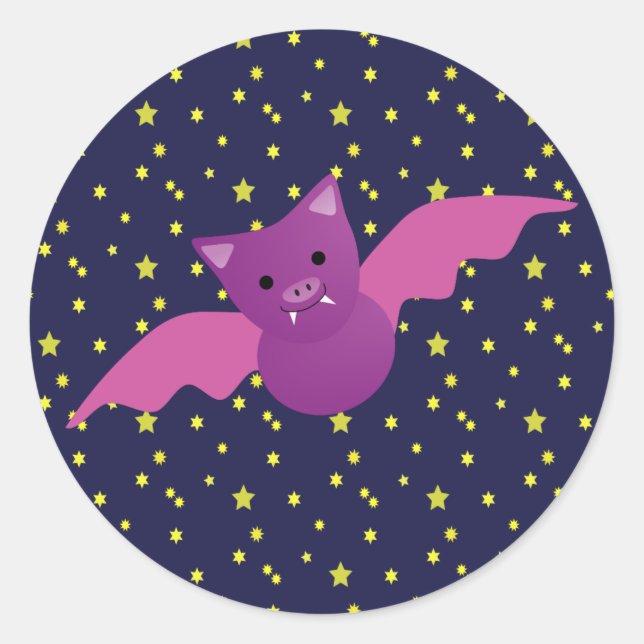 Sticker Rond Chauve-souris rose (Devant)