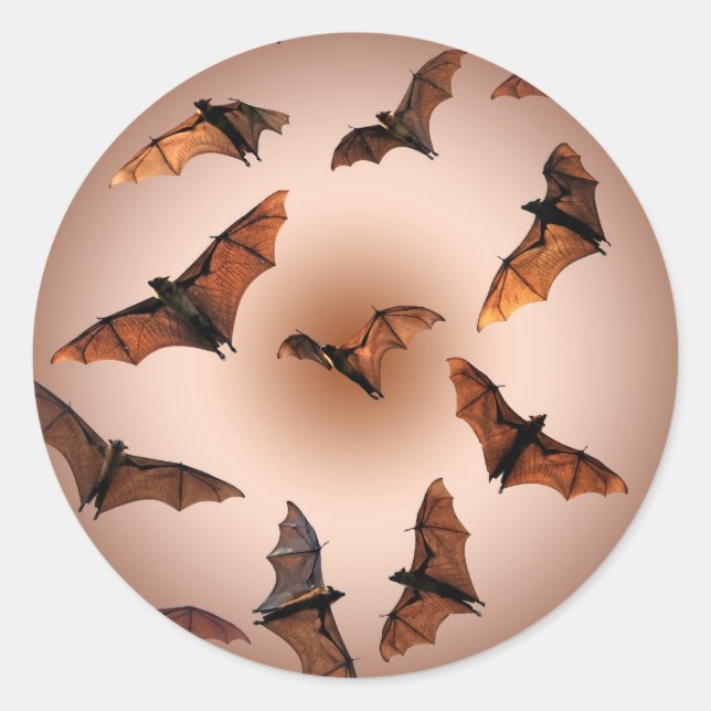 Sticker Rond Chauves-souris éffrayantes d'Halloween (renards vo (Devant)