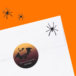 Sticker Rond Chauves-souris effrayantes Merci Nom