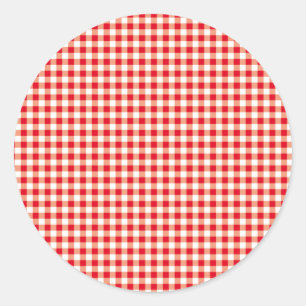 Sticker Rond Checkered rouge, juste carrés