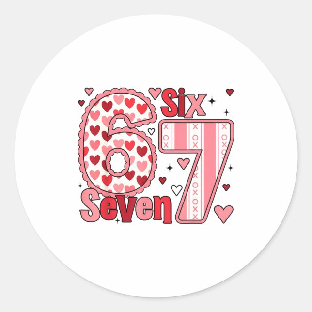 Sticker Rond Checkered Valentine Cute Six Seven 6 7 Meme Teens  (Devant)