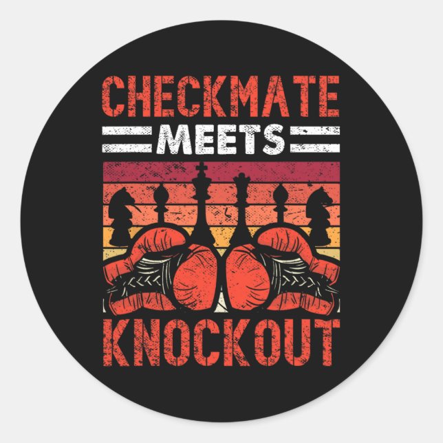 Sticker Rond Checkmate rencontre Knockout Battle Fun (Devant)