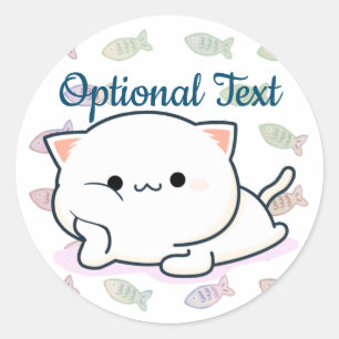 Sticker Rond Cheeky Kawaii Style Kitten