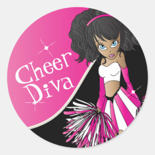 Sticker Rond Cheer Diva 📣 Pom-pom girl en rose