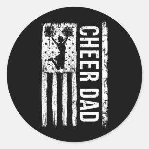 Sticker Rond Cheer Papa Cheerled American Flag Fête des pères C