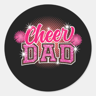 Sticker Rond Cheer Papa Fête des pères Pom-pom girl Papa Papa p