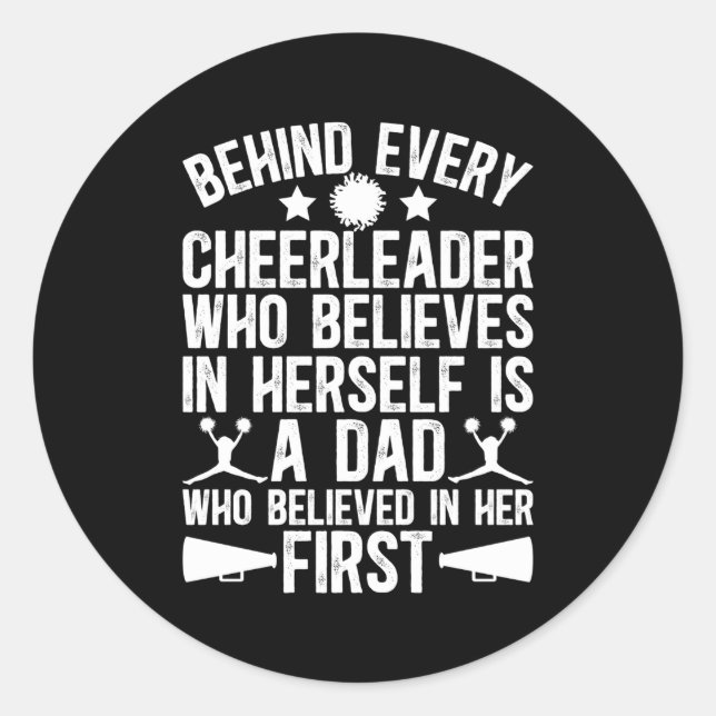 Sticker Rond Cheer Papa Qui Croyait Cheerleader Père Cheerle (Devant)