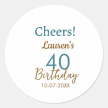 Cheers 40th birthday name date brown turquoise sim