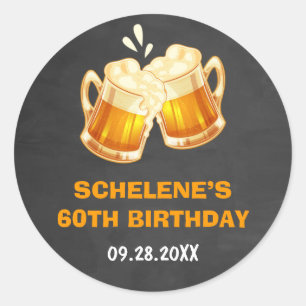 Sticker Rond Cheers and Beers Surprise 60e Anniversaire tableau