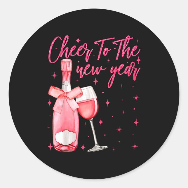 Sticker Rond Cheers To The New Year 2026 Champagne New Years Ev (Devant)