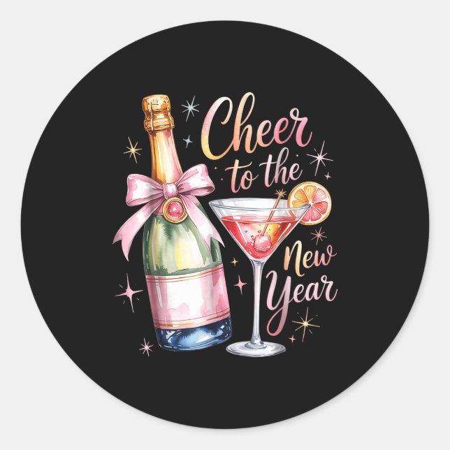 Sticker Rond Cheers To The New Year 2026 Champagne New Years Ev (Devant)