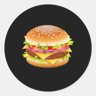 Sticker Rond Cheeseburger Hamburger Burger Drôle Nourriture Hal
