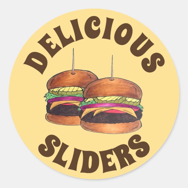 Sticker Rond Cheeseburger Hamburger Sliders Bar Food (Devant)