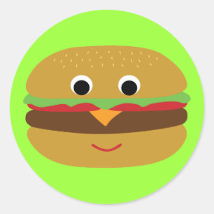 Sticker Rond Cheeseburger rétro