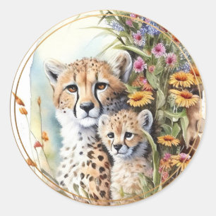 Sticker Rond Cheetah Baby et maman