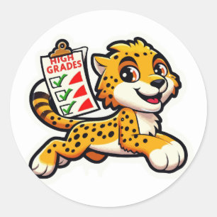 Sticker Rond Cheetah de haute réalisatrice - Motivateur de reto