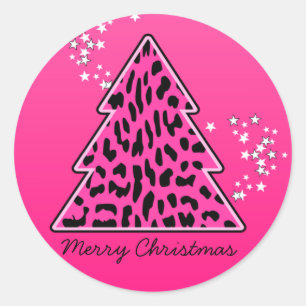 Sticker Rond Cheetah Leopard rose Arbre de Noël