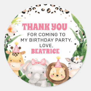 Sticker Rond Cheetah Safari deux Merci d'anniversaire sauvage
