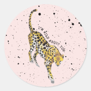 Sticker Rond Cheetah Wild À propos de vous Classe Valentine Pho