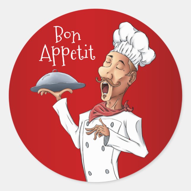Sticker Rond Chef chanteur français sur Arrière - plan rouge (Devant)
