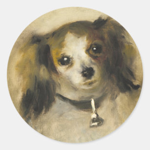 Sticker Rond Chef de chien, Auguste Renoir Art