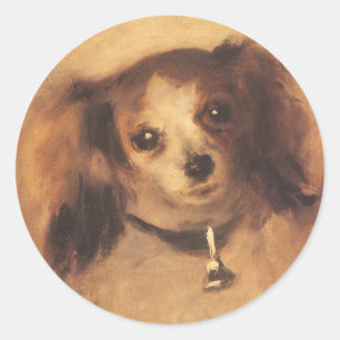 Sticker Rond Chef d'un chien par Pierre Renoir, Art Vintage