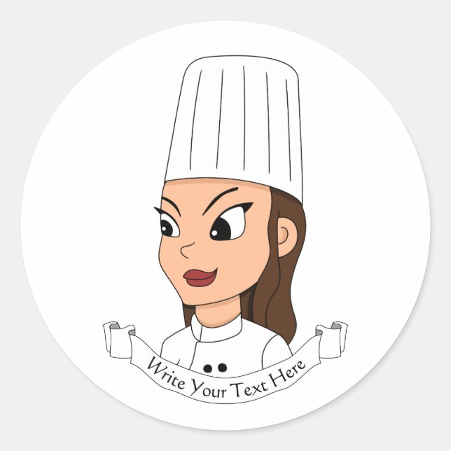 Sticker Rond Chef fille personnalisée (Devant)