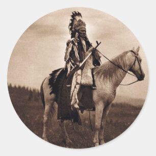 Sticker Rond Chef indien vintage de guerre