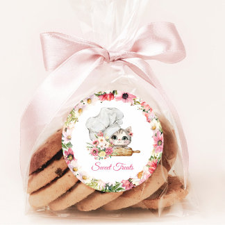 Sticker Rond Chef Kitten Bakery