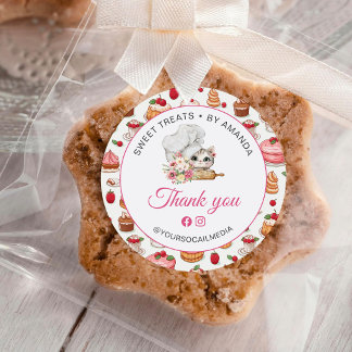 Sticker Rond Chef Kitten Bakery Thank you