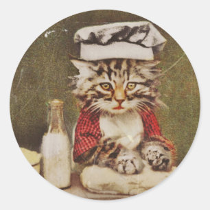 Sticker Rond Chef Kitten Fabriquant Du Pain