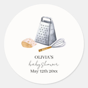 Sticker Rond Chef minimaliste moderne Baby shower cuisine