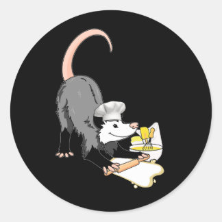 Sticker Rond Chef Opossum Possum Dans Un Chefs Casquette Master