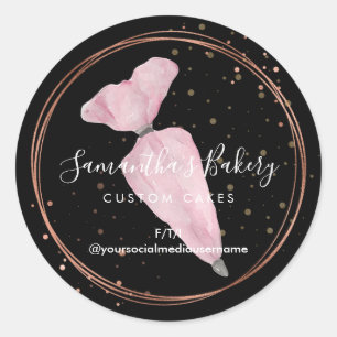 Sticker Rond Chef pâtisserie Pois noire chef boulangerie