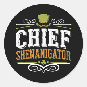 Sticker Rond Chef rétro Shenanigator Lucky Leprechaun Casquette