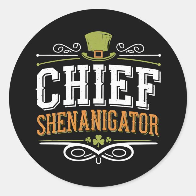 Sticker Rond Chef rétro Shenanigator Lucky Leprechaun Casquette (Devant)