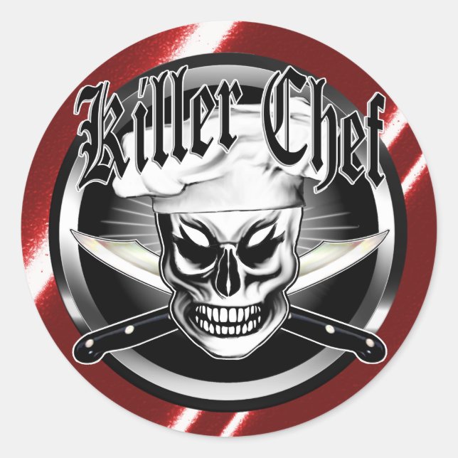 Sticker Rond Chef Skull 4 : Chef tueur (Devant)