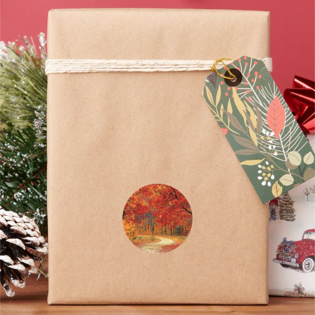 Sticker Rond Chemin dans la forêt, automne, (vacances)