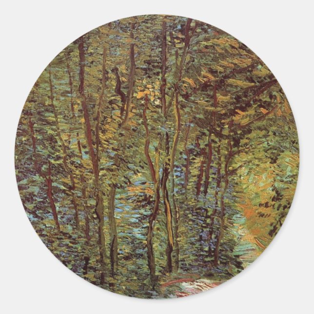 Sticker Rond Chemin dans les Bois par Vincent van Gogh (Devant)