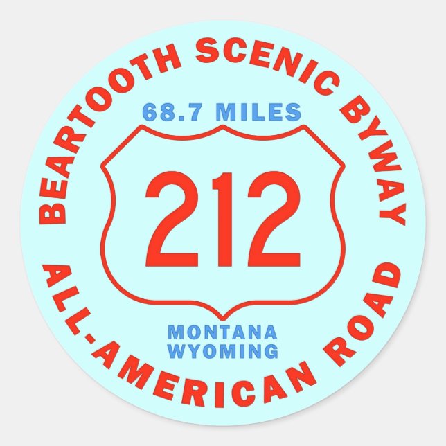 Sticker Rond Chemin détourné pittoresque de Beartooth toute la (Devant)