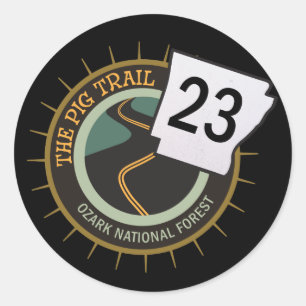 Sticker Rond Chemin Moto De L'Arkansas Pig Trail Highway 23