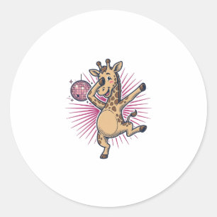 Sticker Rond Chemise à gravure vintage Boule disco Girafe dansa