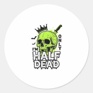 Sticker Rond Chemise à gravure vintage Halloween crâne à moitié