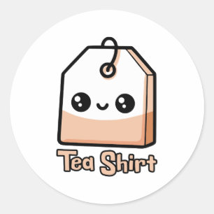 Sticker Rond Chemise à thé ! Caricature pour le petit sac à thé