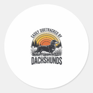 Sticker Rond Chemise amateur de teckel facilement dévié Art rét