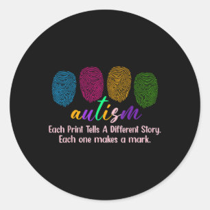 Sticker Rond Chemise Autisme D'Empreinte, Chaque Impression Dit