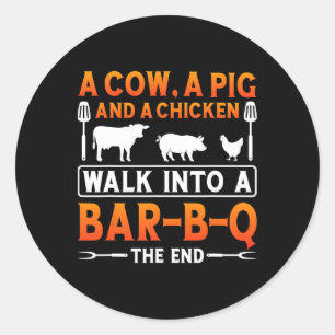 Sticker Rond Chemise Barbecue A Vache