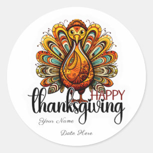 Sticker Rond Chemise bon thanksgiving Jour des vacances d'aut